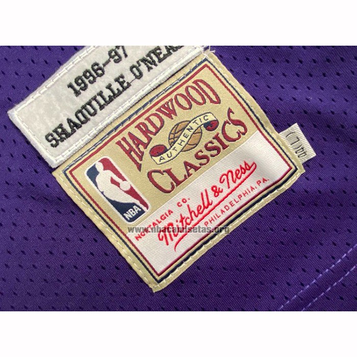 Camiseta Los Angeles Lakers Shaquille O'Neal NO 34 Hardwood Classics Throwback Violeta